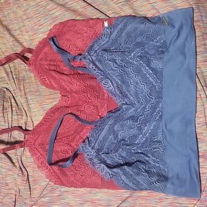 Blue and Red Lace Bra
